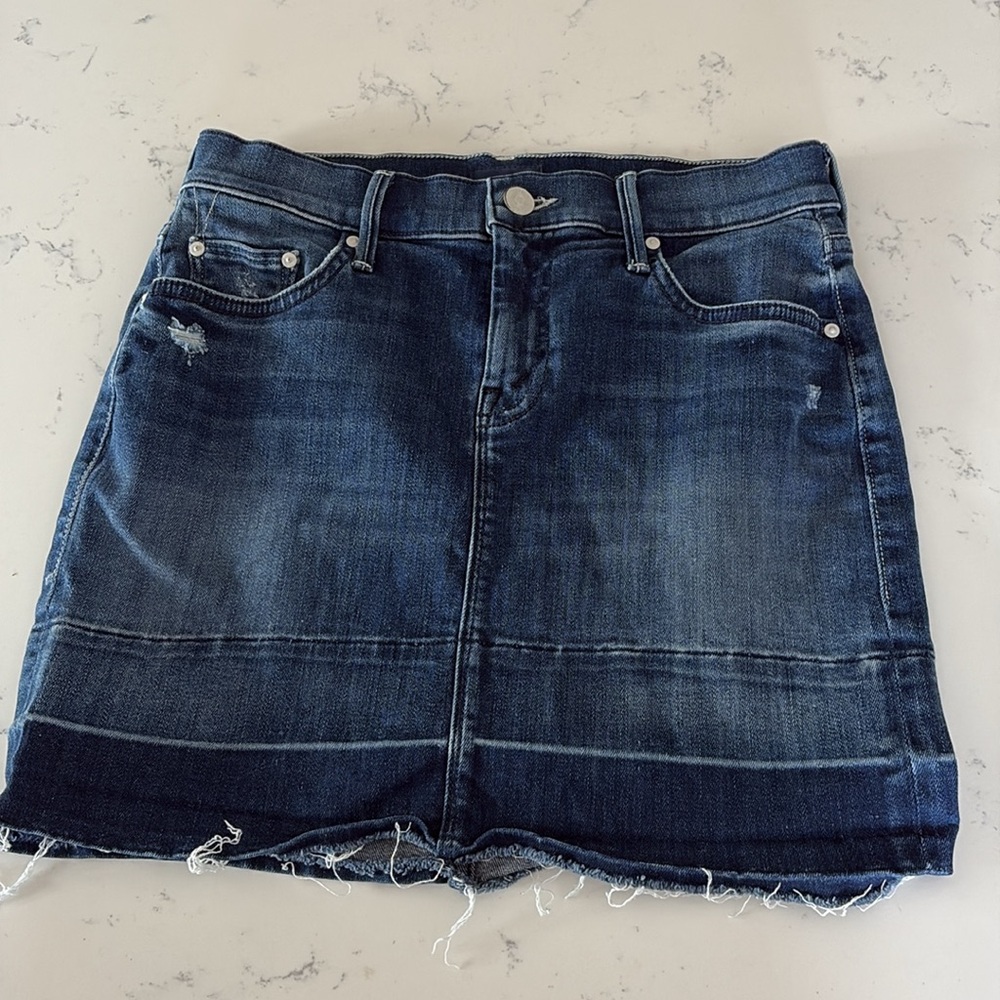 MOTHER Undone Hem Mini Skirt Dark Graffiti